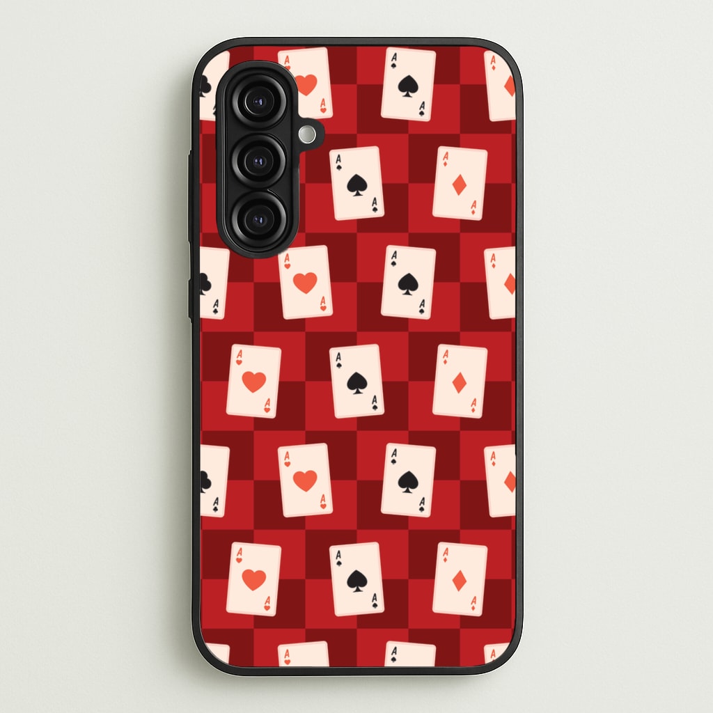 Card Deck Checkered Pattern - Clean Girl Aesthetic Phone Case for Galaxy A16
