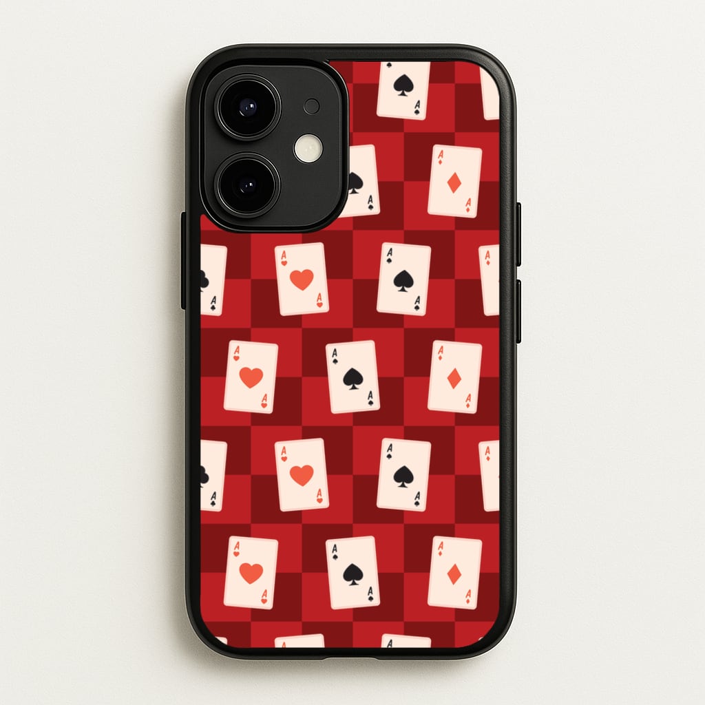 Card Deck Checkered Pattern - Clean Girl Aesthetic Phone Case for iPhone 12 Mini
