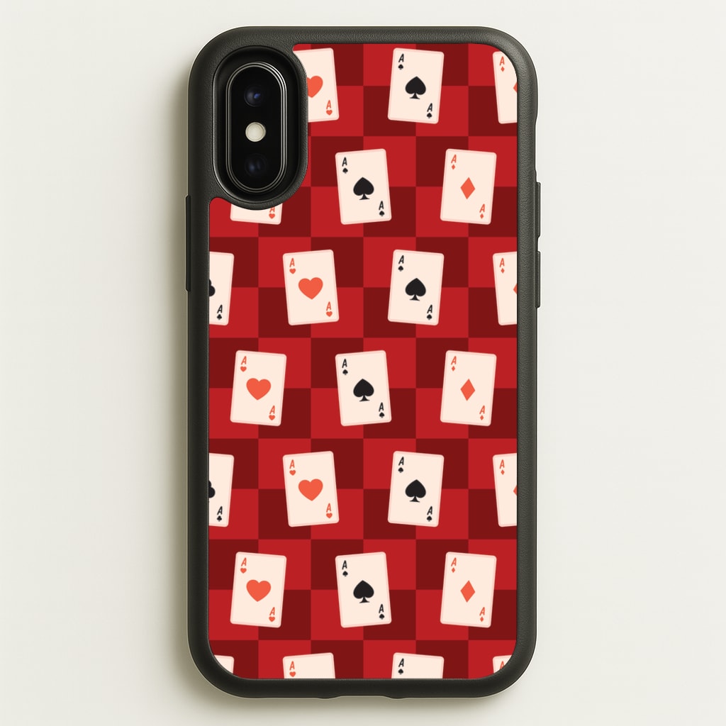Card Deck Checkered Pattern - Clean Girl Aesthetic Phone Case for iPhone X / XS