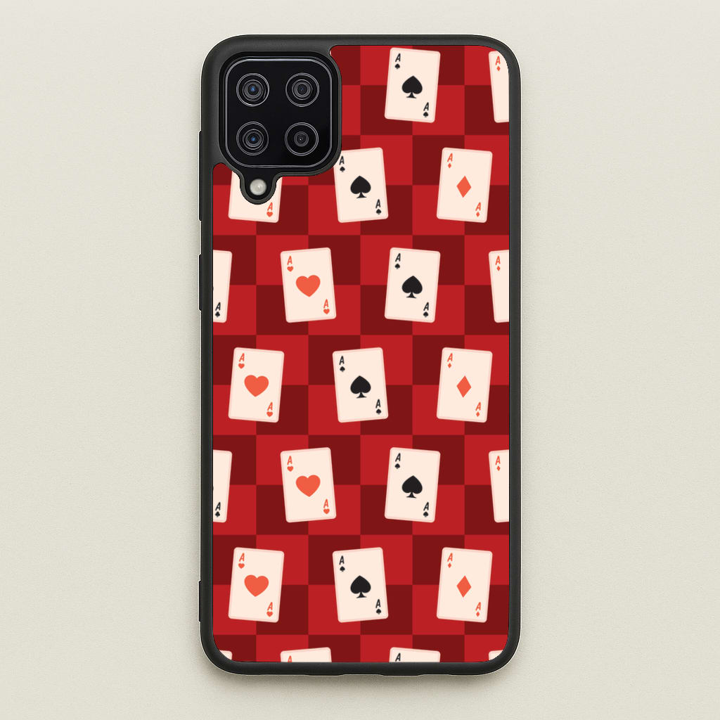 Card Deck Checkered Pattern - Clean Girl Aesthetic Phone Case for Galaxy A12