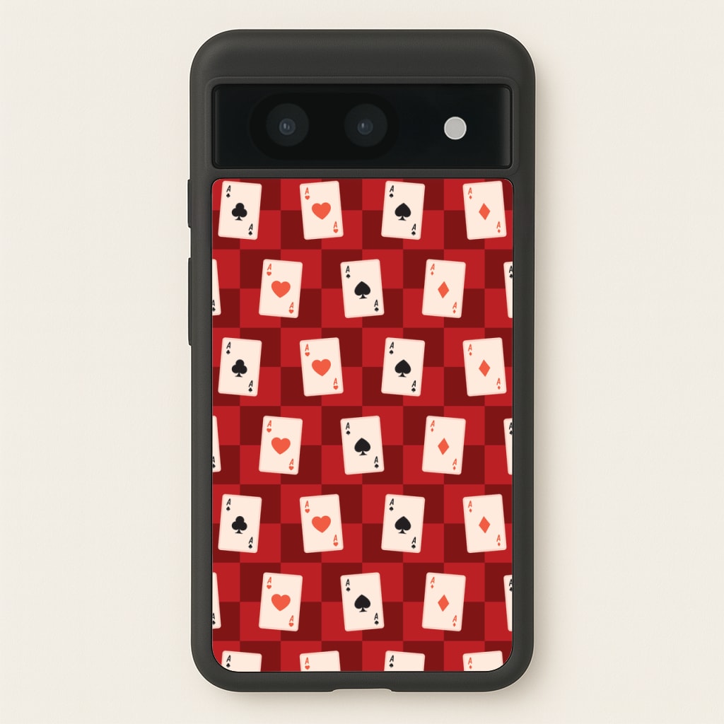Card Deck Checkered Pattern - Clean Girl Aesthetic Phone Case for Google Pixel 8a