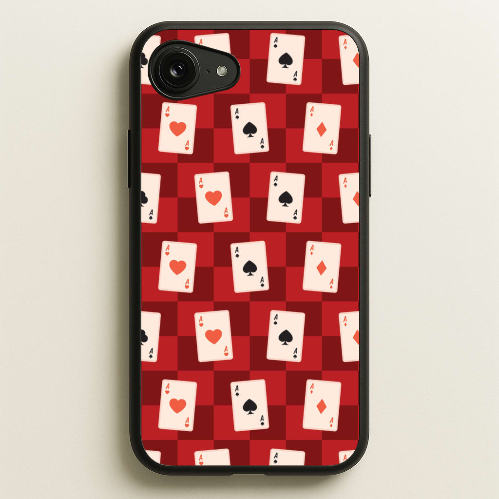 Card Deck Checkered Pattern - Clean Girl Aesthetic Phone Case for iPhone 16e