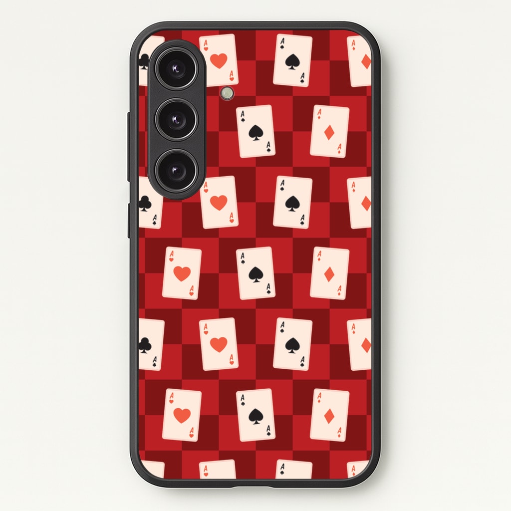 Card Deck Checkered Pattern - Clean Girl Aesthetic Phone Case for Galaxy S25 Plus