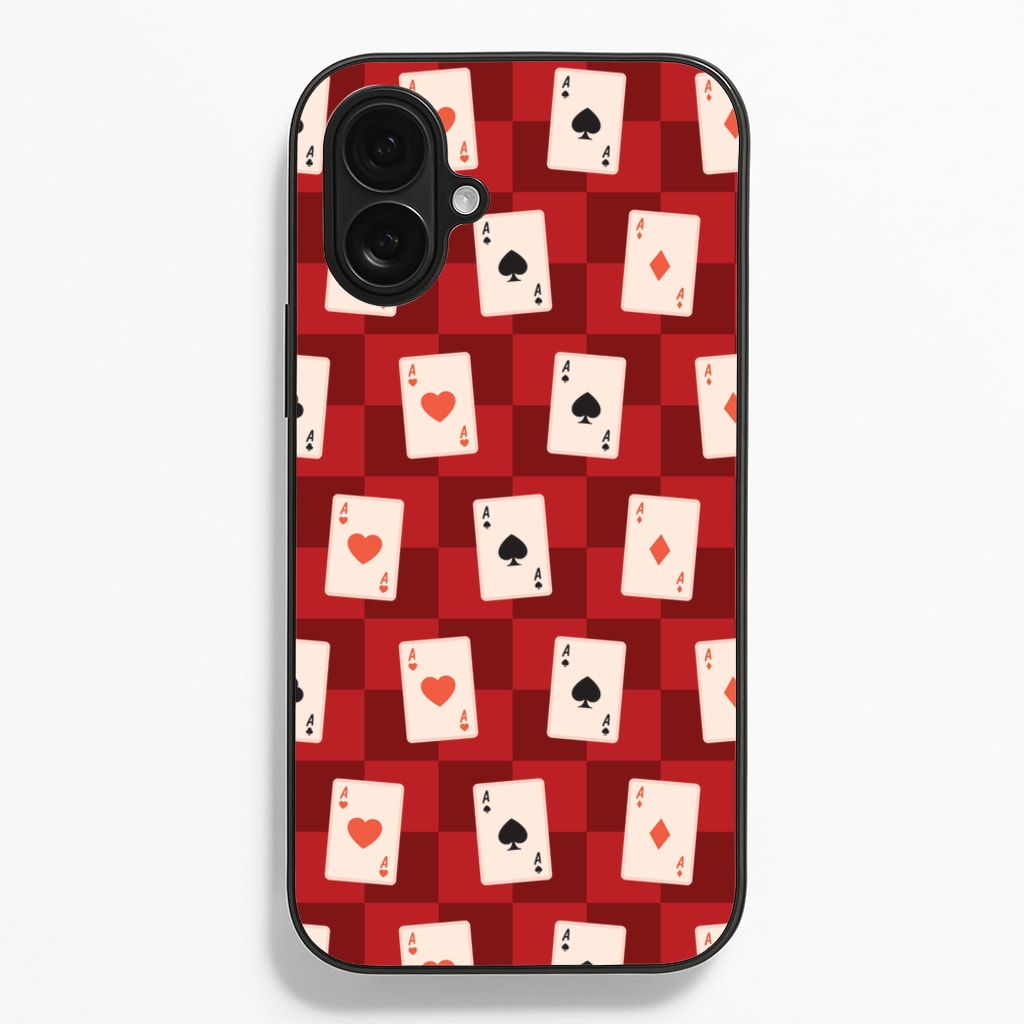 Card Deck Checkered Pattern - Clean Girl Aesthetic Phone Case for iPhone 16 Plus