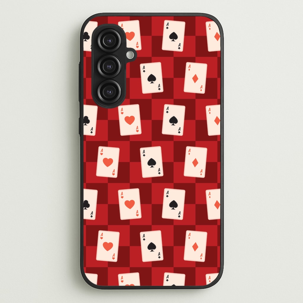 Card Deck Checkered Pattern - Clean Girl Aesthetic Phone Case for Galaxy S23FE