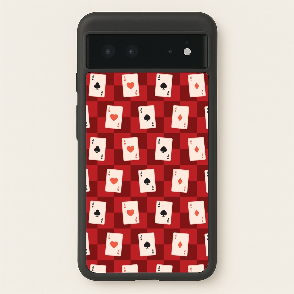 Card Deck Checkered Pattern - Clean Girl Aesthetic Phone Case for Google Pixel 6