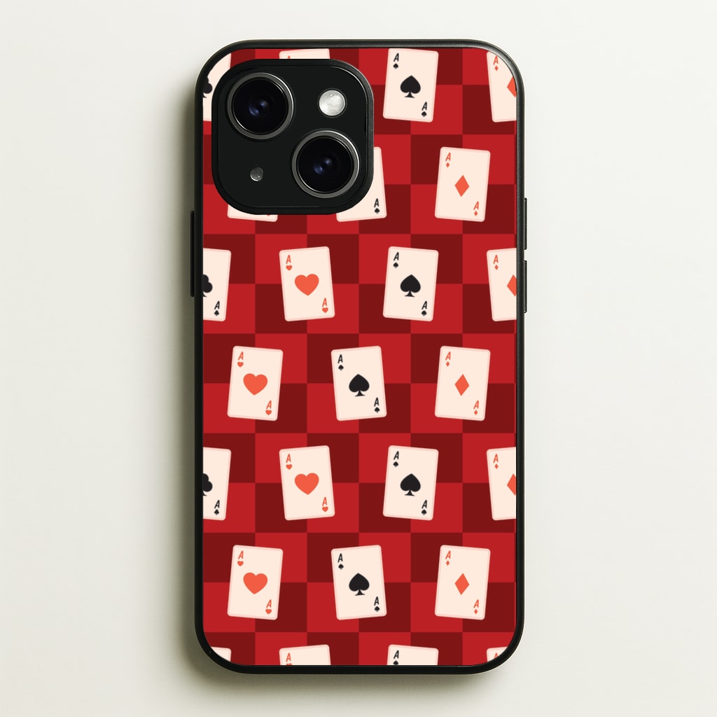 Card Deck Checkered Pattern - Clean Girl Aesthetic Phone Case for iPhone 14 Plus