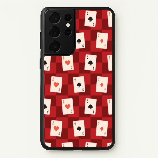 Card Deck Checkered Pattern - Clean Girl Aesthetic Phone Case for Galaxy S21 Ultra