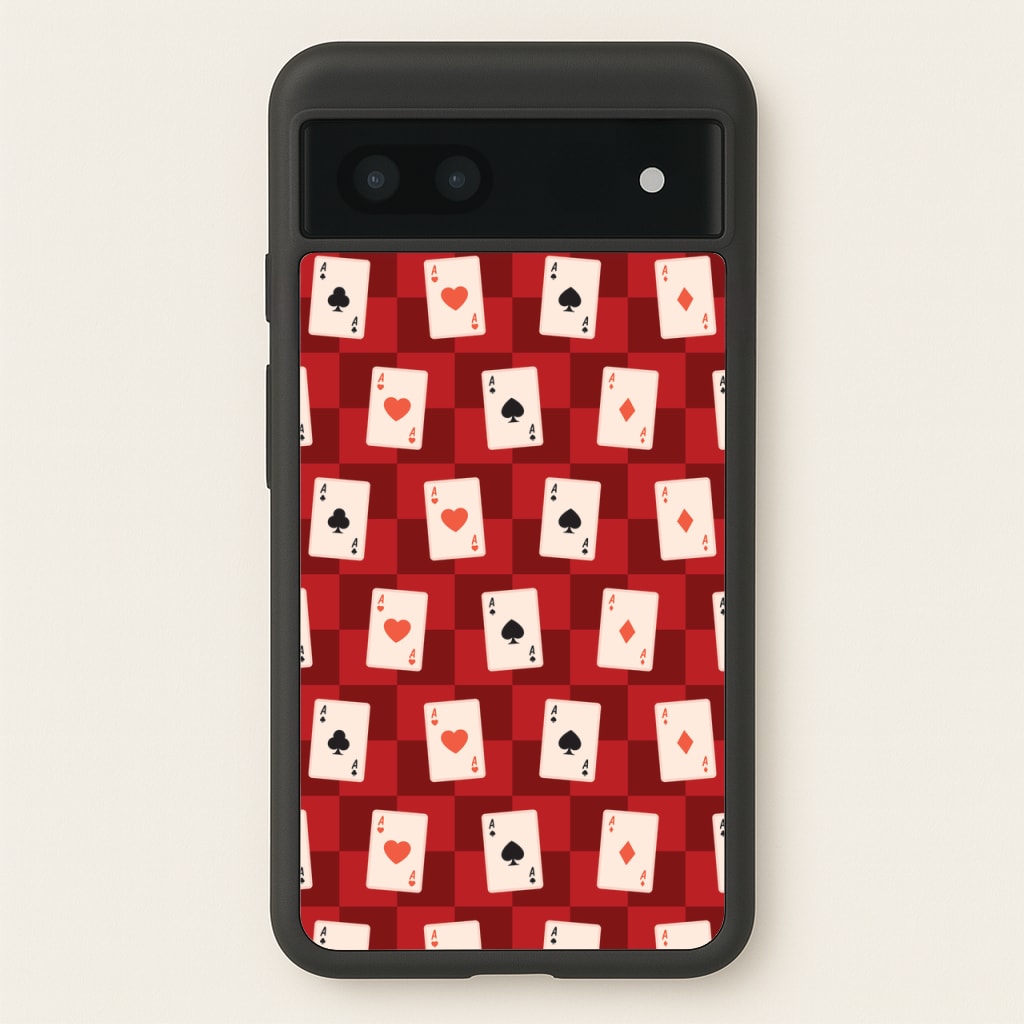 Card Deck Checkered Pattern - Clean Girl Aesthetic Phone Case for Google Pixel 7a