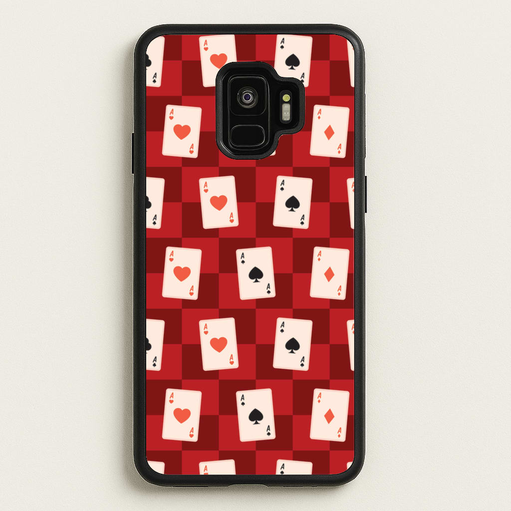 Card Deck Checkered Pattern - Clean Girl Aesthetic Phone Case for Galaxy S9