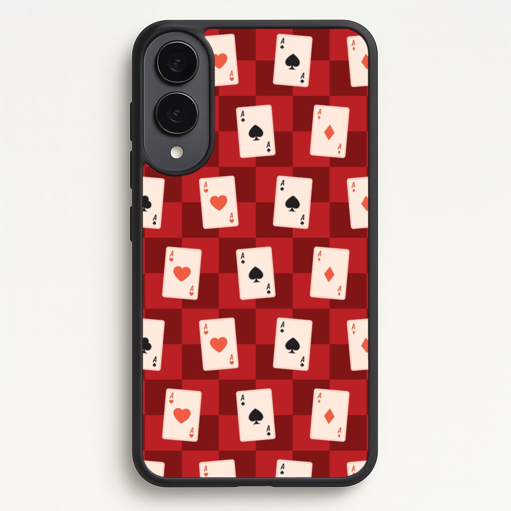 Card Deck Checkered Pattern - Clean Girl Aesthetic Phone Case for Galaxy S25 Edge