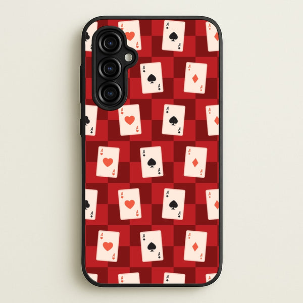 Card Deck Checkered Pattern - Clean Girl Aesthetic Phone Case for Galaxy A54
