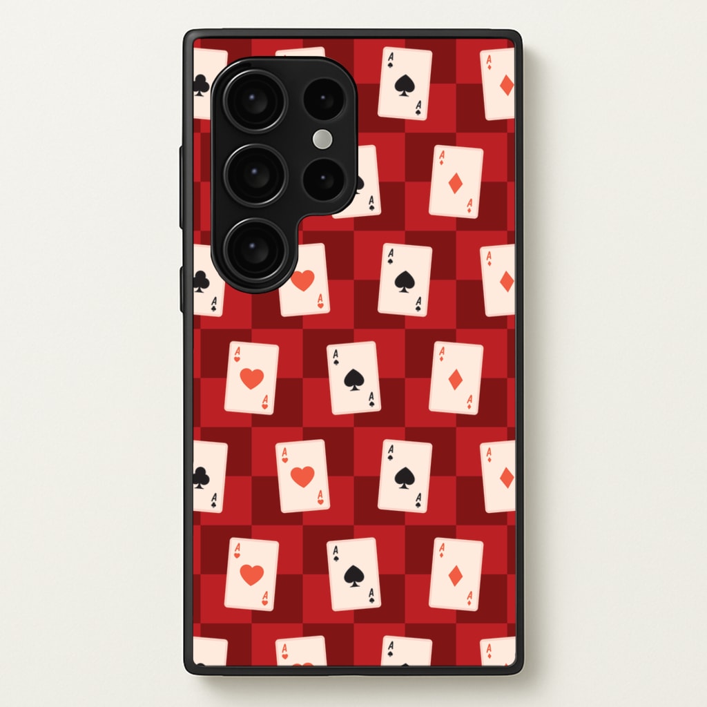 Card Deck Checkered Pattern - Clean Girl Aesthetic Phone Case for Galaxy S24 Ultra