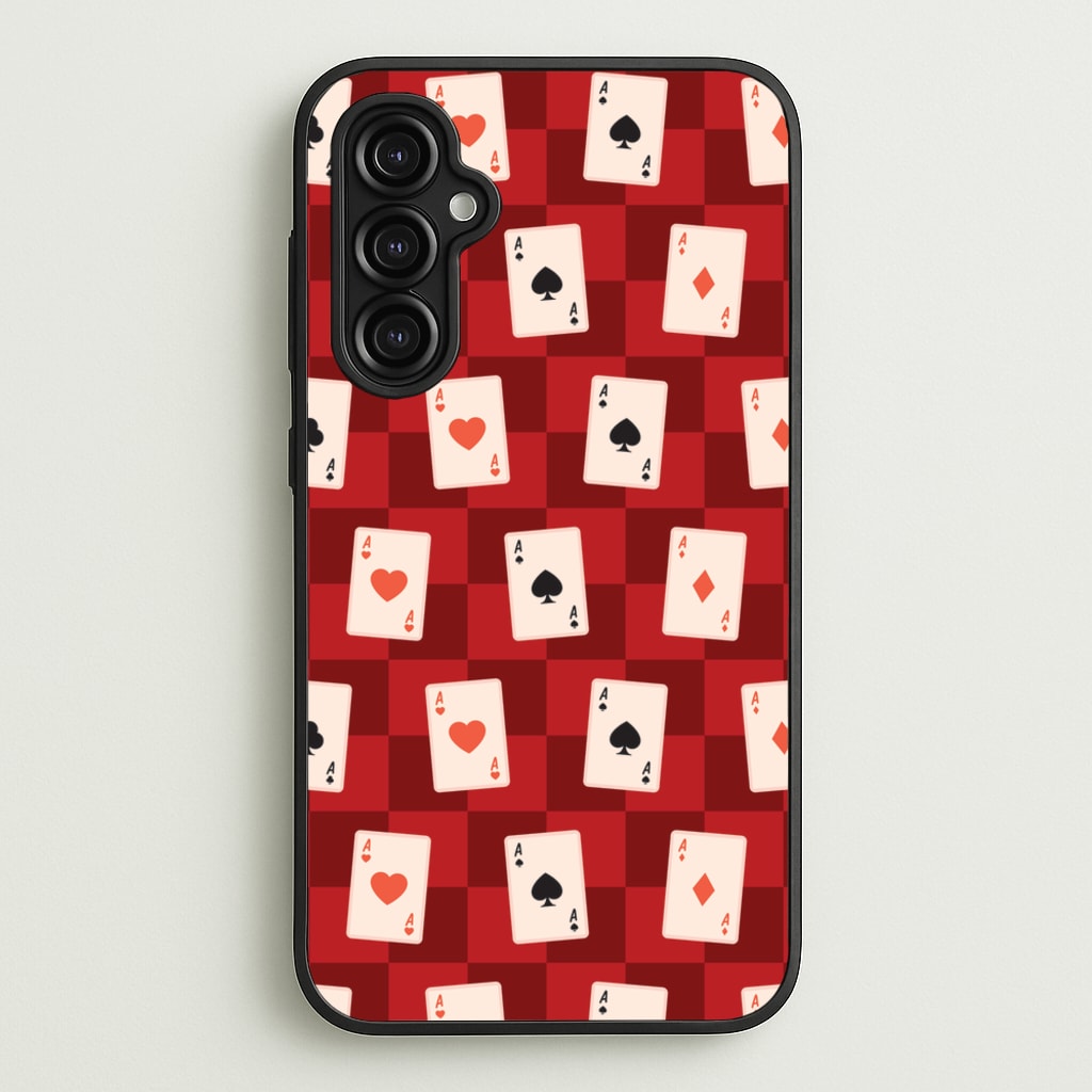 Card Deck Checkered Pattern - Clean Girl Aesthetic Phone Case for Galaxy A14