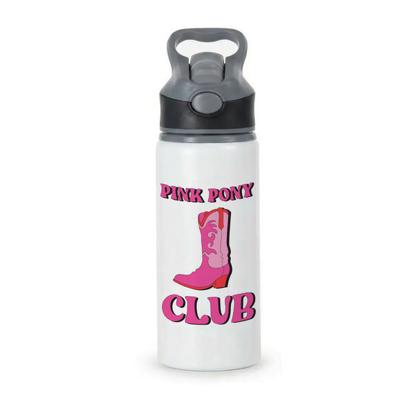 Zebra Print Pink Pony Club Active Water Bottle - Black