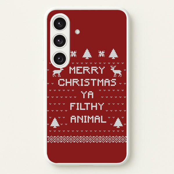 Merry Christmas Ya Filthy Animal - Christmas Phone Case for Galaxy S24