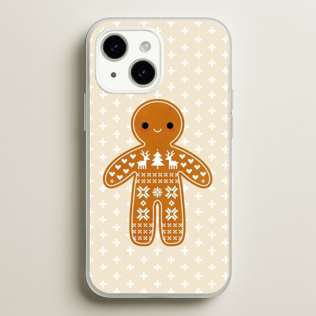 Christmas Jumper Pattern Gingerbread Man - Christmas Phone Case for iPhone 15 Plus