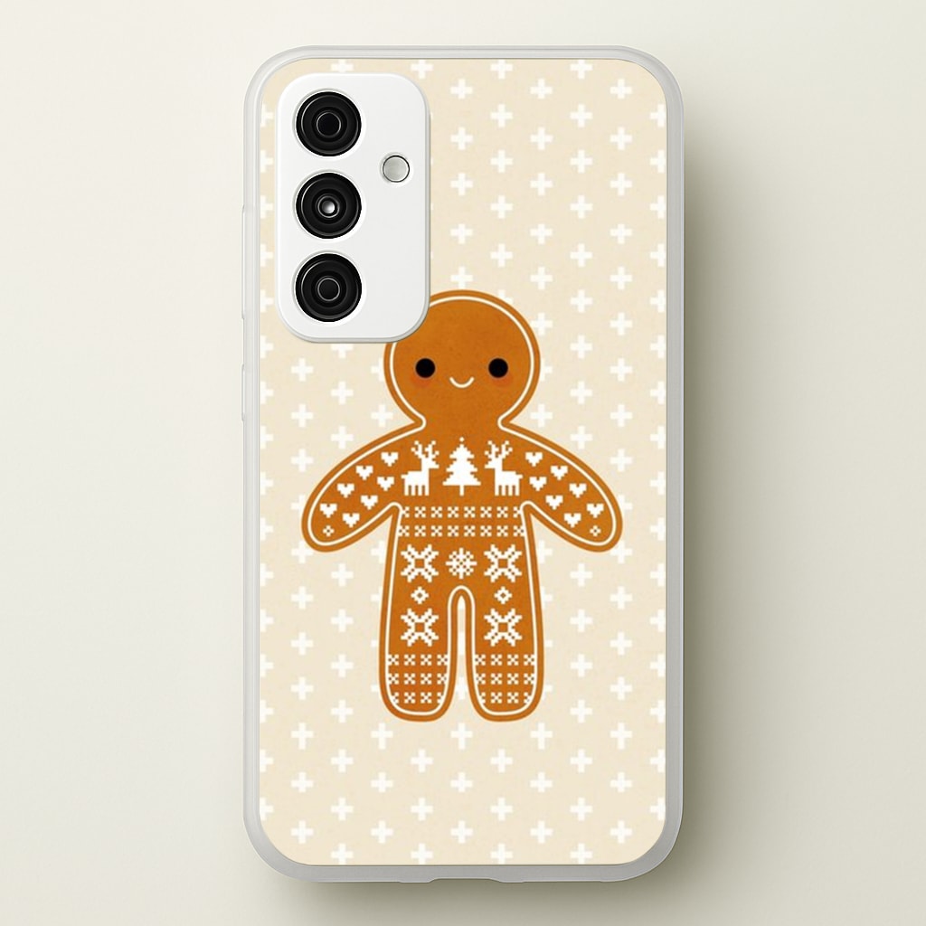 Christmas Jumper Pattern Gingerbread Man - Christmas Phone Case for Galaxy A55