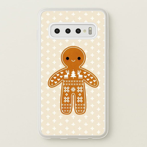 Christmas Jumper Pattern Gingerbread Man - Christmas Phone Case for Galaxy S10 Plus