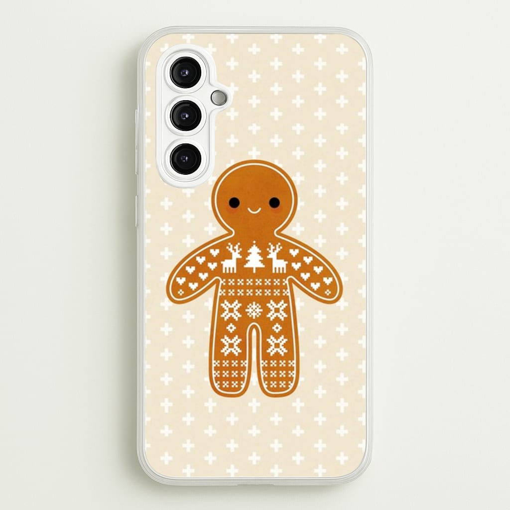 Christmas Jumper Pattern Gingerbread Man - Christmas Phone Case for Galaxy A14