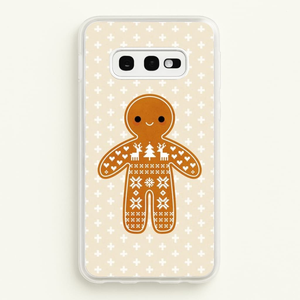 Christmas Jumper Pattern Gingerbread Man - Christmas Phone Case for Galaxy S10e