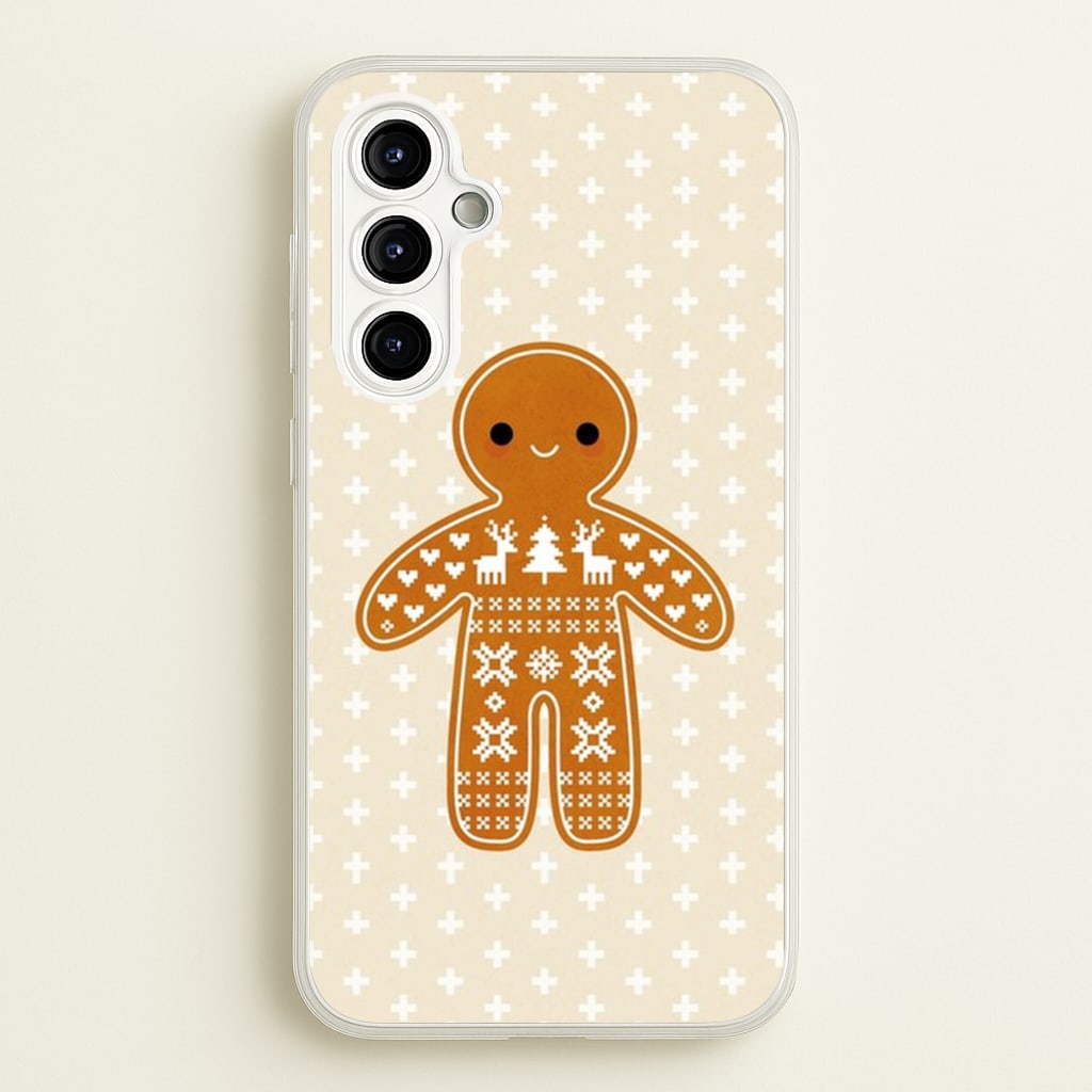 Christmas Jumper Pattern Gingerbread Man - Christmas Phone Case for Galaxy A54