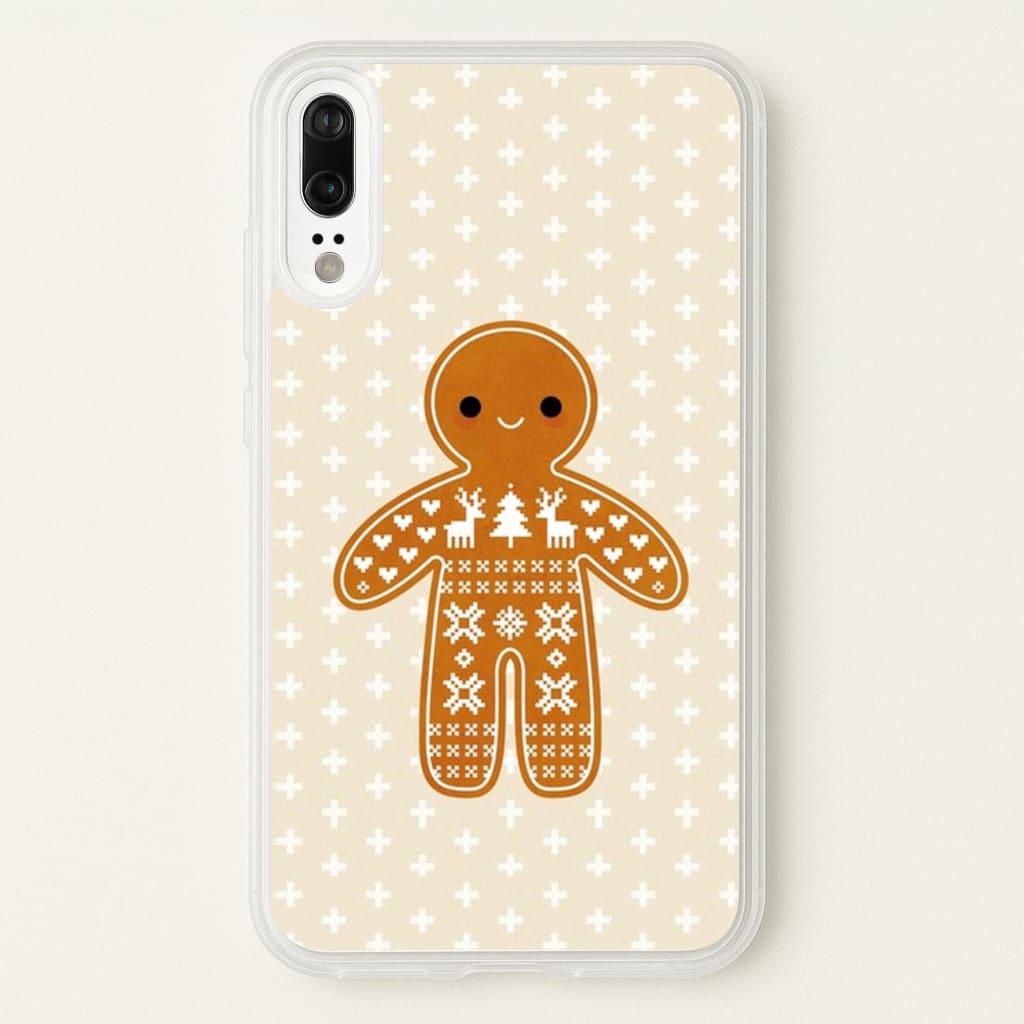 Christmas Jumper Pattern Gingerbread Man - Christmas Phone Case for Huawei P20