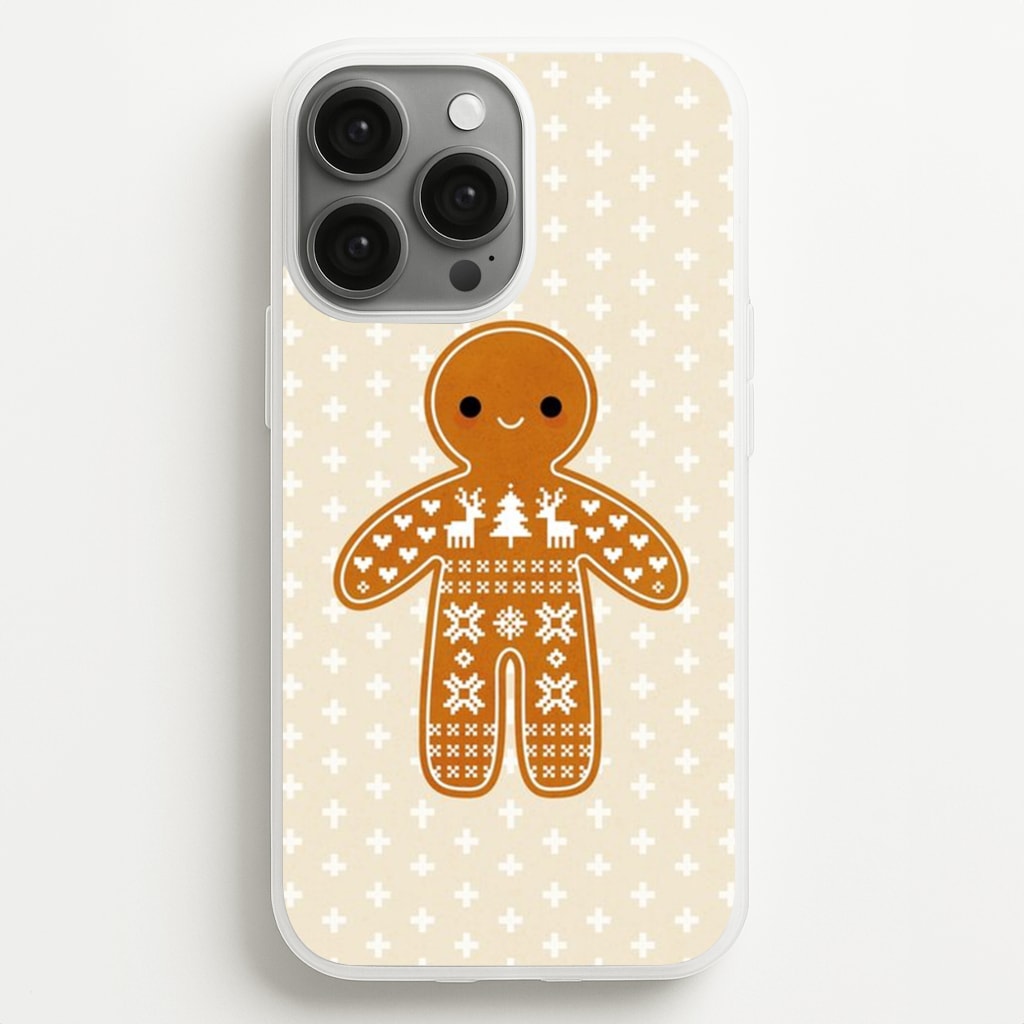 Christmas Jumper Pattern Gingerbread Man - Christmas Phone Case for iPhone 13 Pro Max