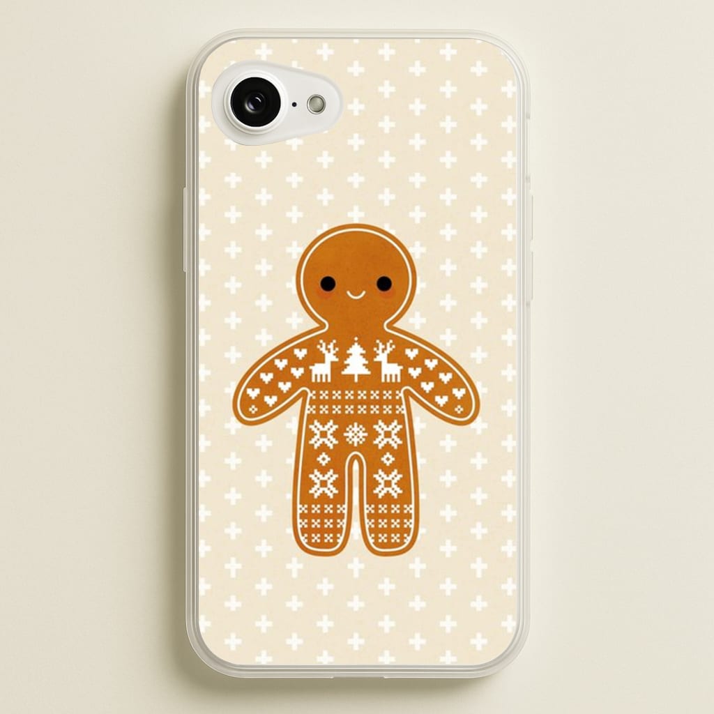 Christmas Jumper Pattern Gingerbread Man - Christmas Phone Case for iPhone 16e