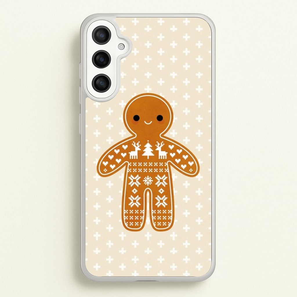Christmas Jumper Pattern Gingerbread Man - Christmas Phone Case for Galaxy A34