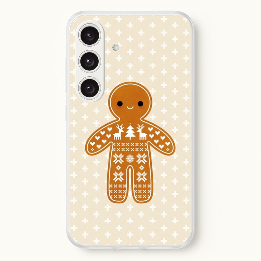 Christmas Jumper Pattern Gingerbread Man - Christmas Phone Case for Galaxy S24