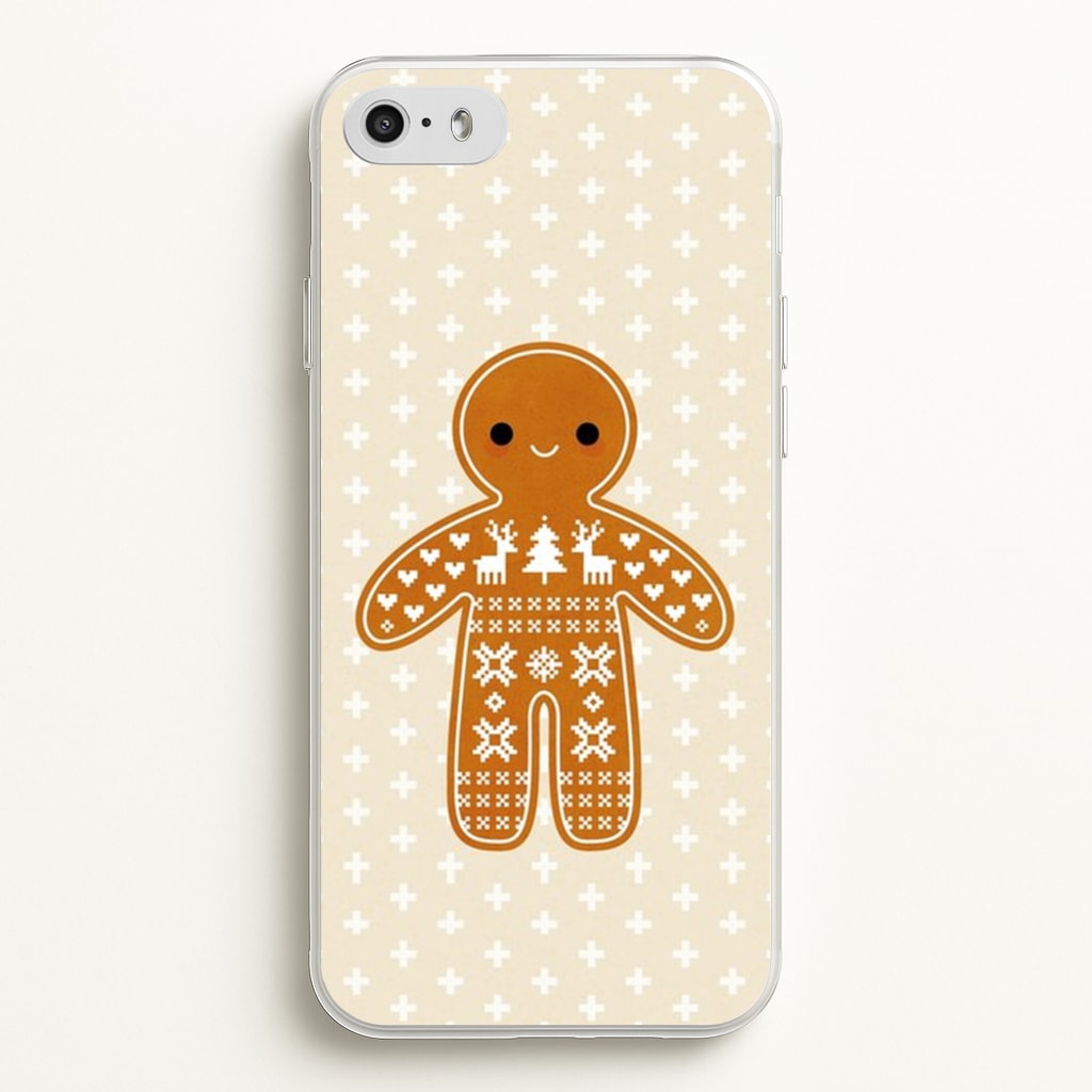 Christmas Jumper Pattern Gingerbread Man - Christmas Phone Case for iPhone 5 / 5s / SE 2016