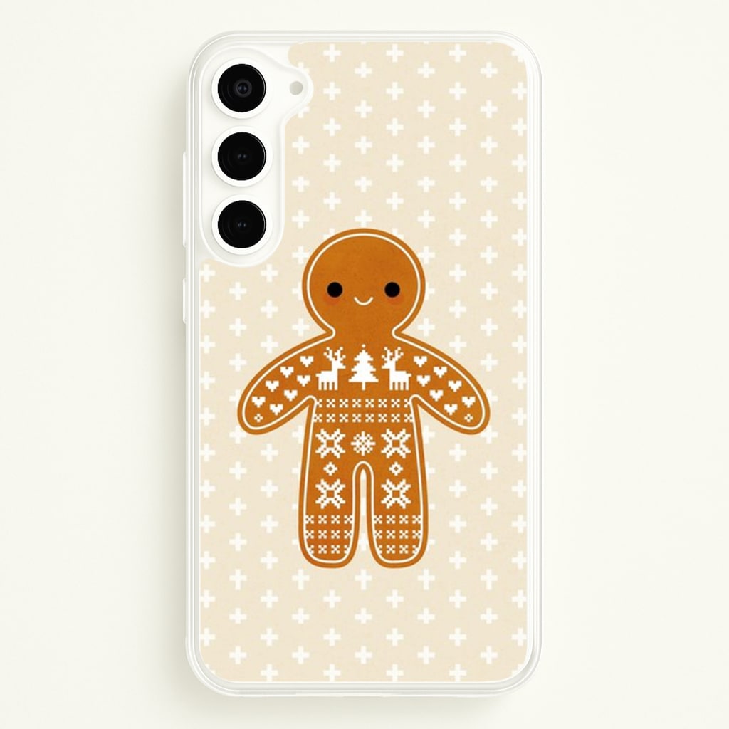 Christmas Jumper Pattern Gingerbread Man - Christmas Phone Case for Galaxy S23 Plus