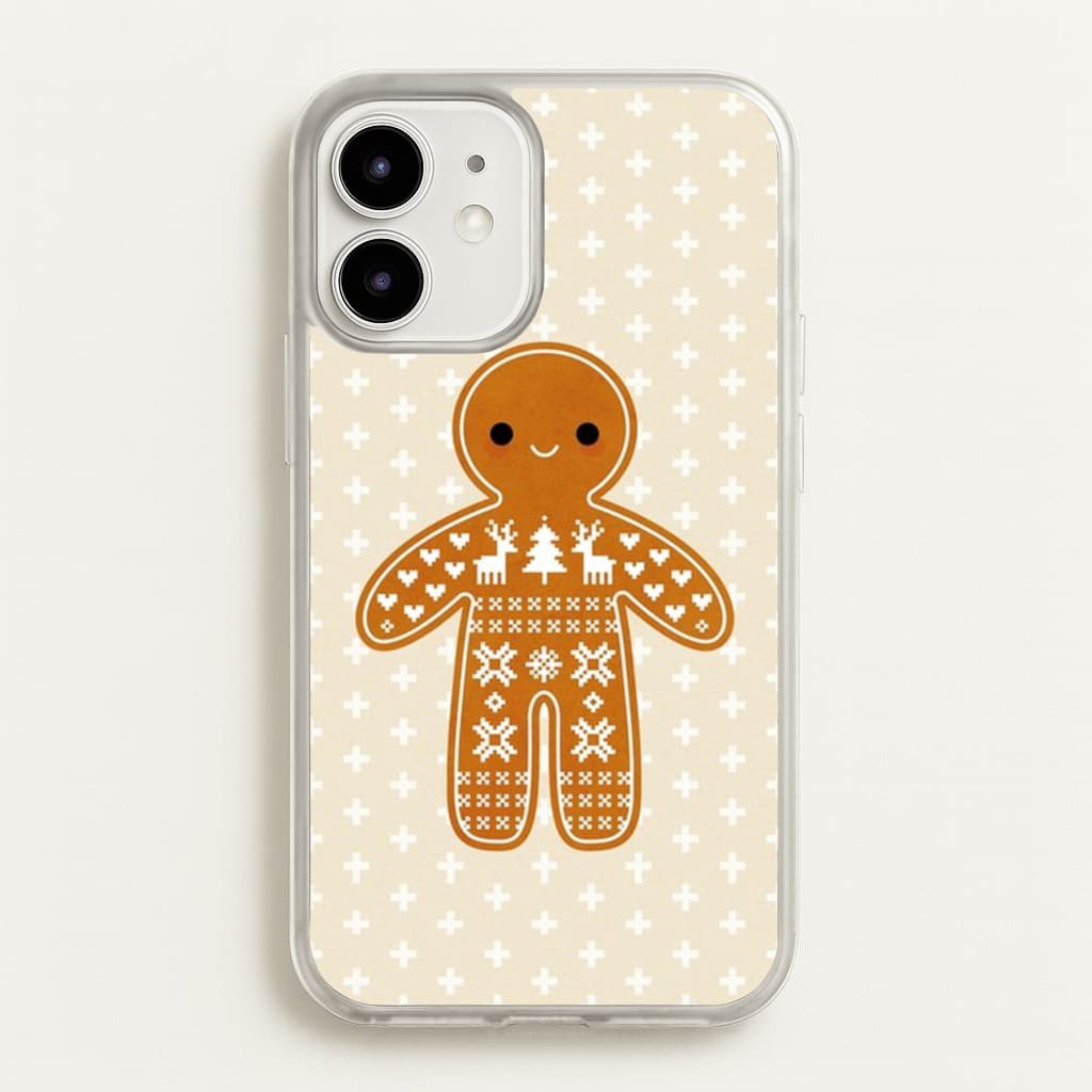 Christmas Jumper Pattern Gingerbread Man - Christmas Phone Case for iPhone 12 / 12 Pro