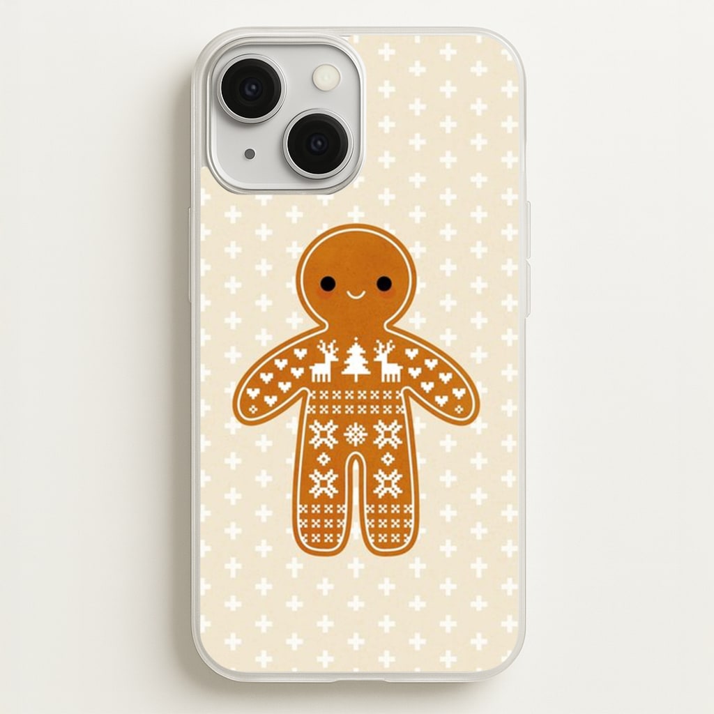 Christmas Jumper Pattern Gingerbread Man - Christmas Phone Case for iPhone 13