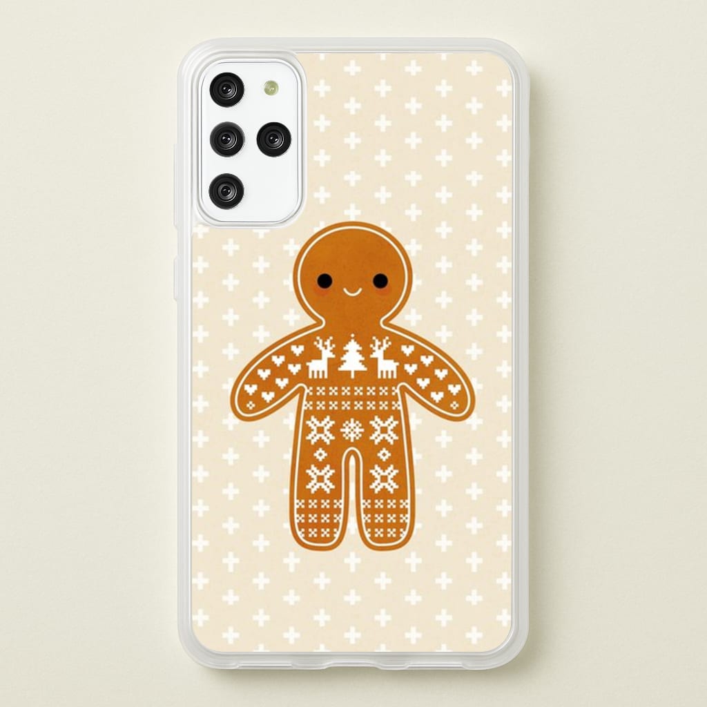 Christmas Jumper Pattern Gingerbread Man - Christmas Phone Case for Galaxy S20 Plus