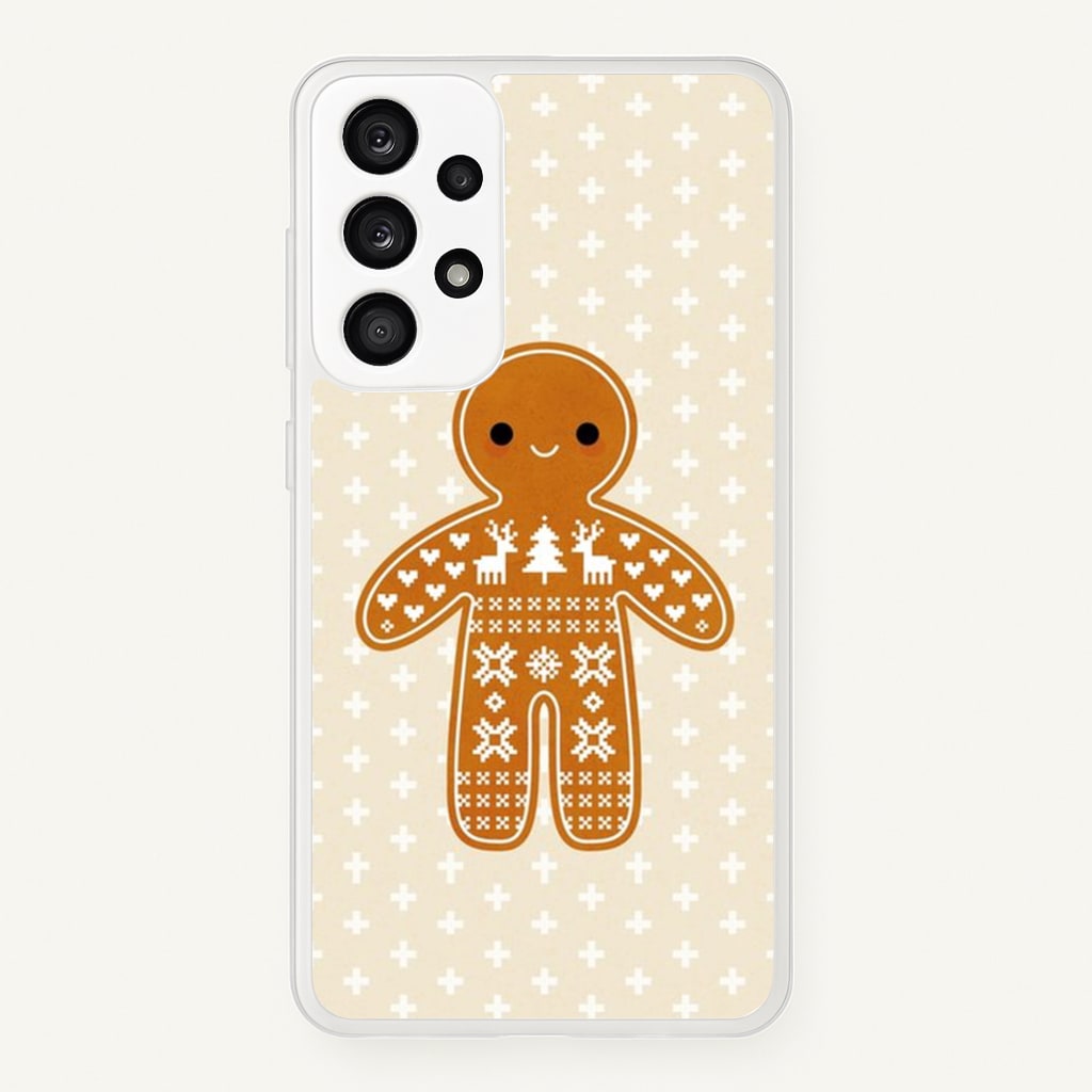 Christmas Jumper Pattern Gingerbread Man - Christmas Phone Case for Galaxy A53