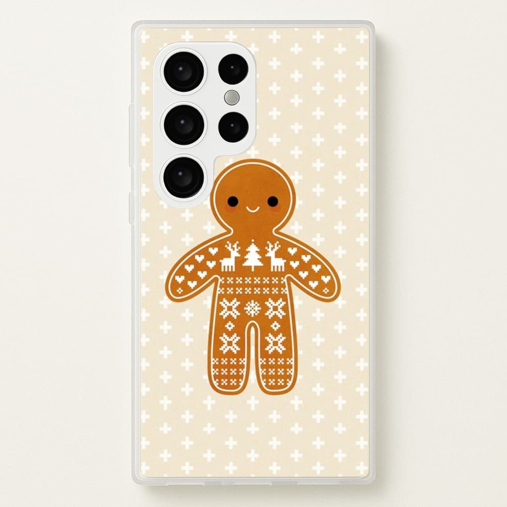 Christmas Jumper Pattern Gingerbread Man - Christmas Phone Case for Galaxy S24 Ultra