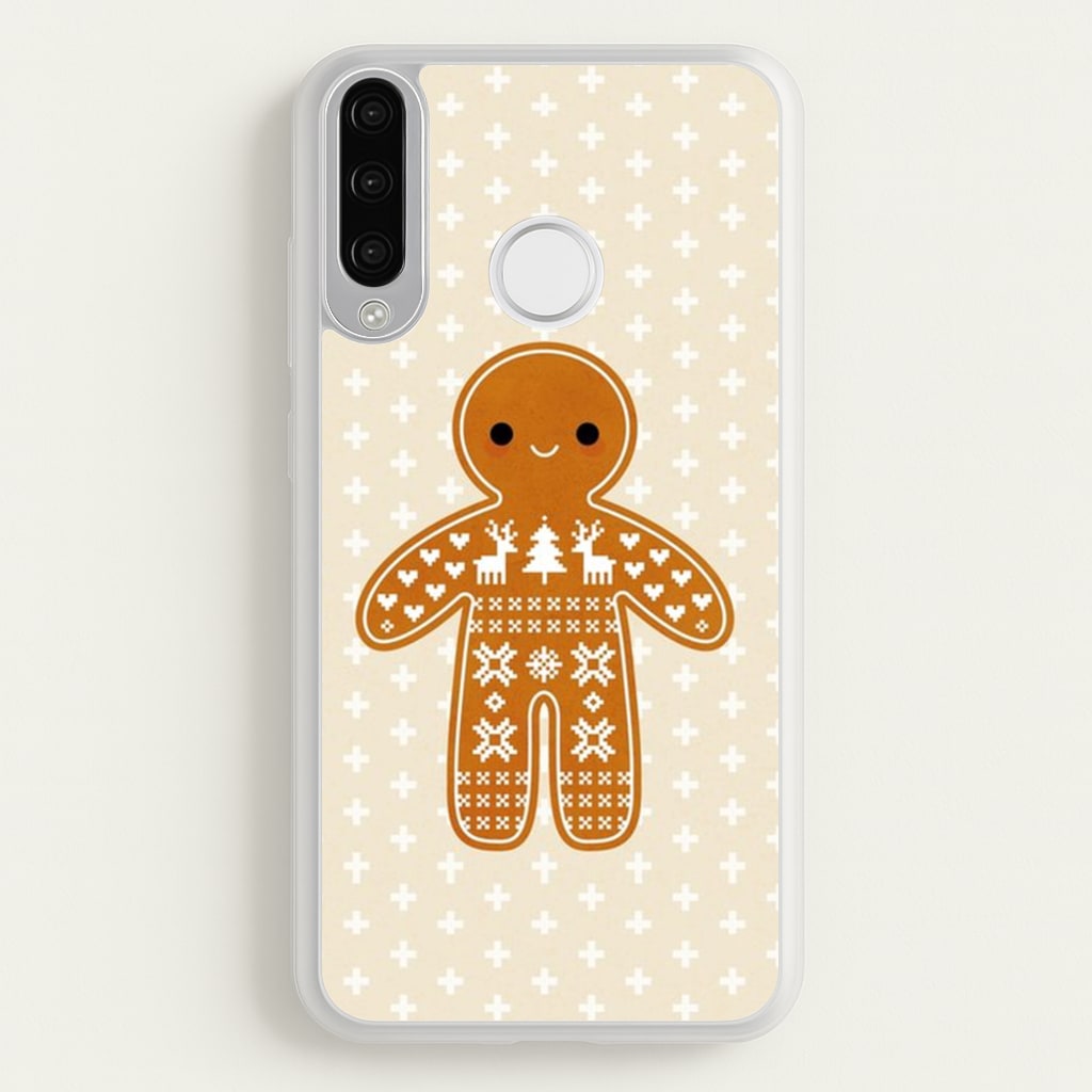 Christmas Jumper Pattern Gingerbread Man - Christmas Phone Case for Huawei P30 Lite