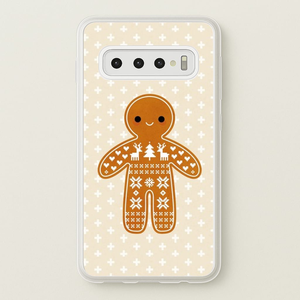 Christmas Jumper Pattern Gingerbread Man - Christmas Phone Case for Galaxy S10
