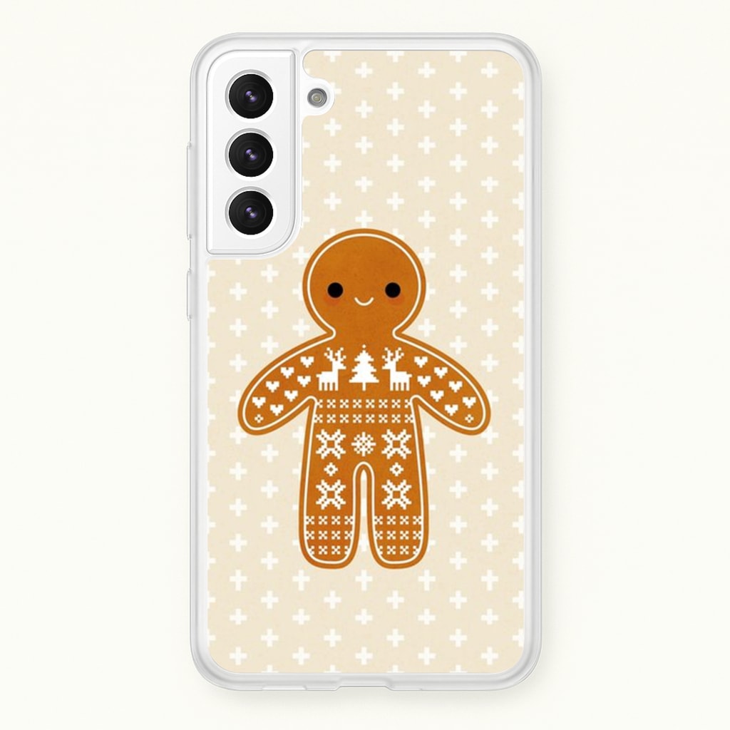 Christmas Jumper Pattern Gingerbread Man - Christmas Phone Case for Galaxy S22