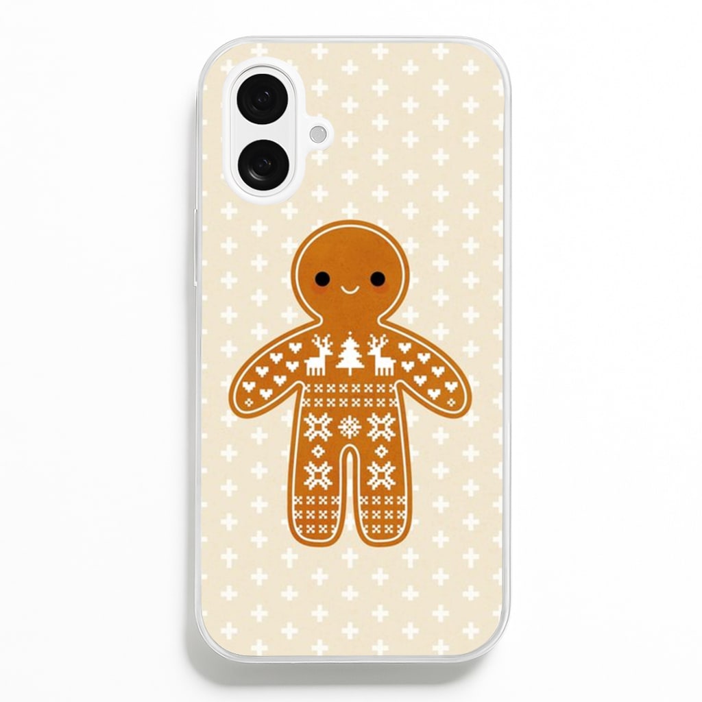 Christmas Jumper Pattern Gingerbread Man - Christmas Phone Case for iPhone 16 Plus