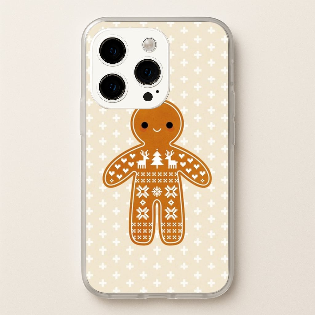 Christmas Jumper Pattern Gingerbread Man - Christmas Phone Case for iPhone 15 Pro