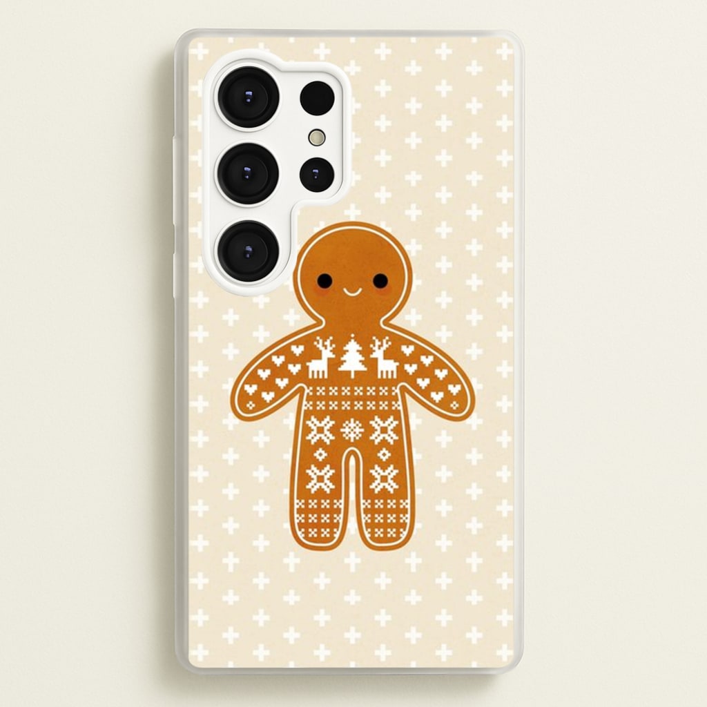 Christmas Jumper Pattern Gingerbread Man - Christmas Phone Case for Galaxy S25 Ultra