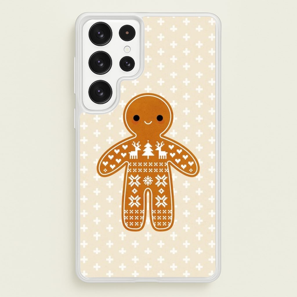 Christmas Jumper Pattern Gingerbread Man - Christmas Phone Case for Galaxy S23 Ultra