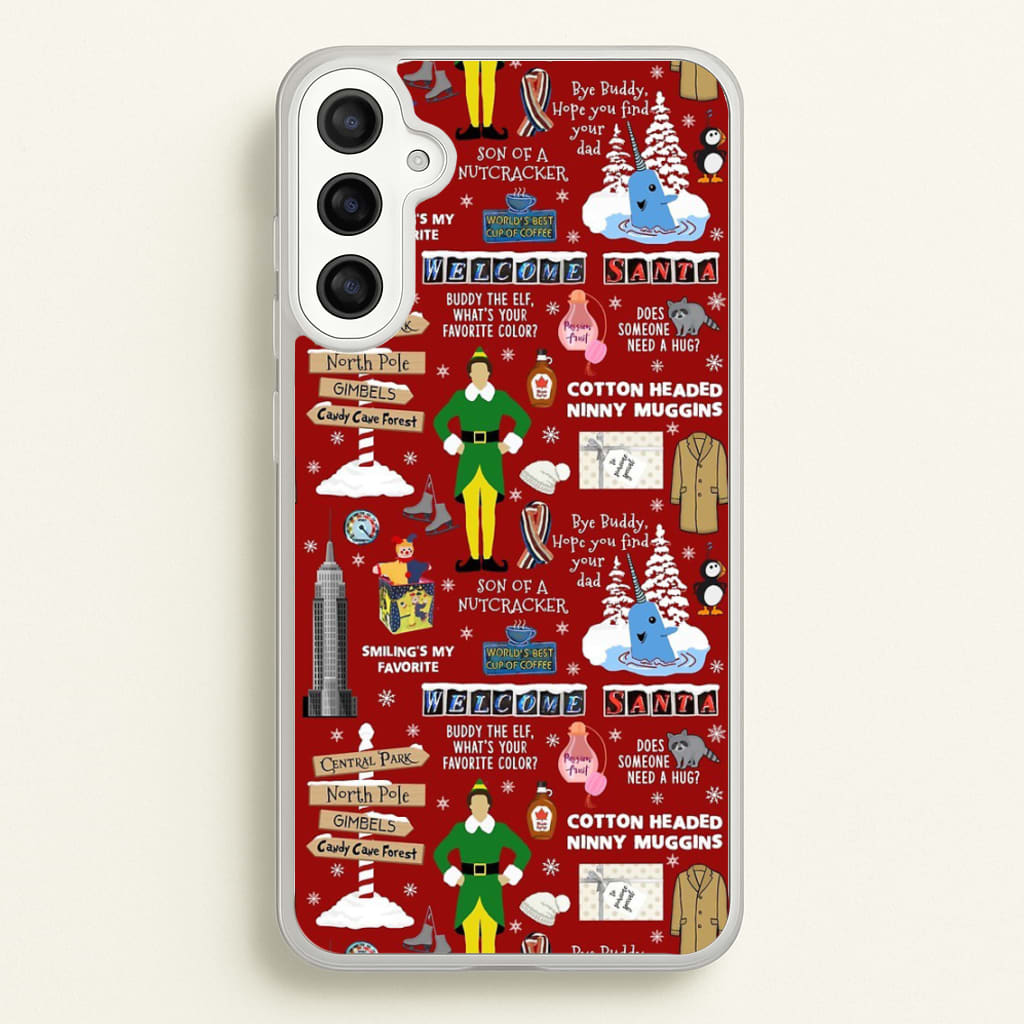 Red Elf Pattern - Elf Phone Case for Galaxy A34