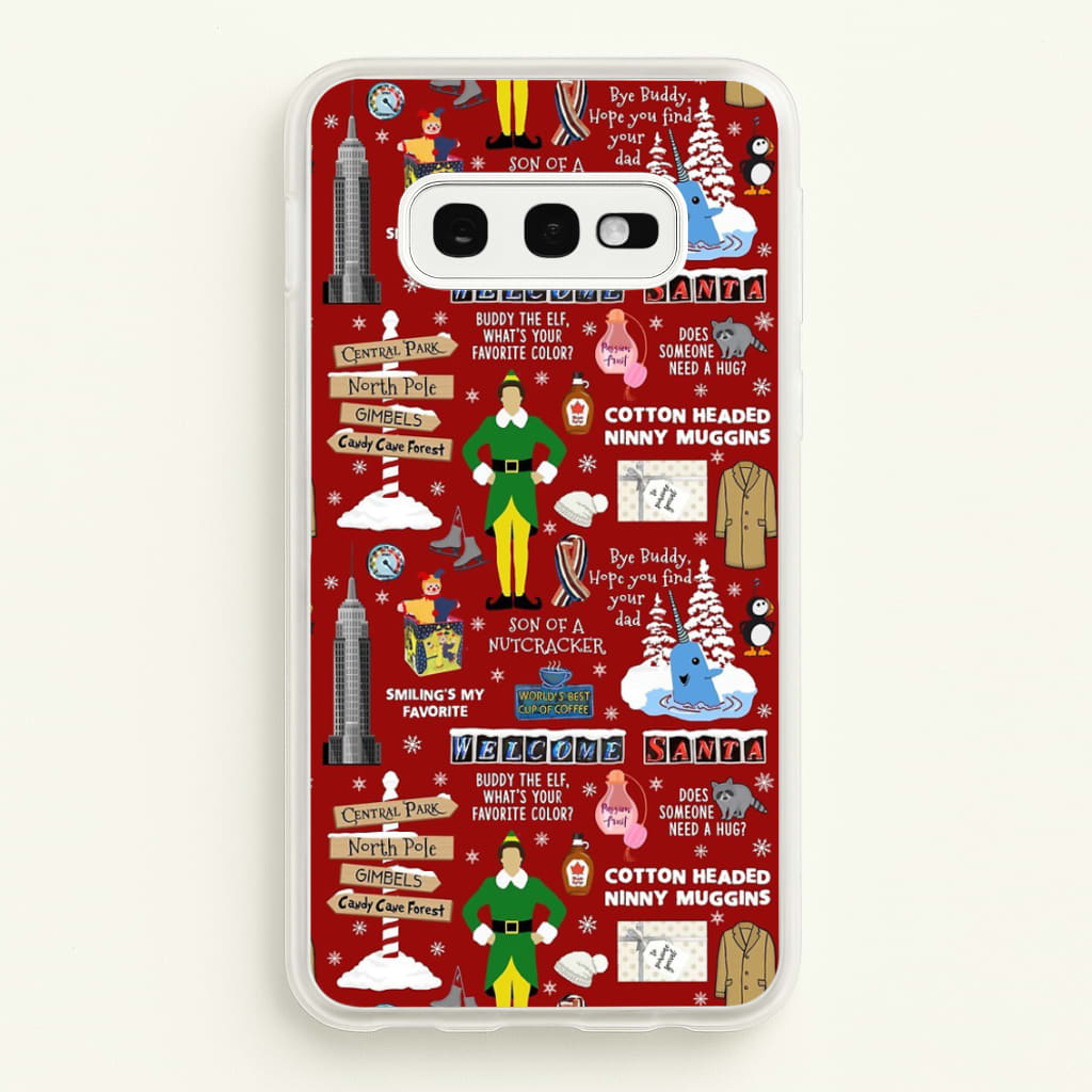 Red Elf Pattern - Elf Phone Case for Galaxy S10e