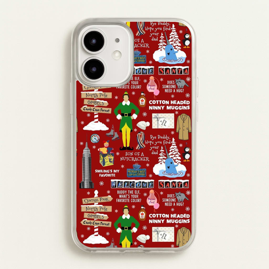 Red Elf Pattern - Elf Phone Case for iPhone 12 Mini