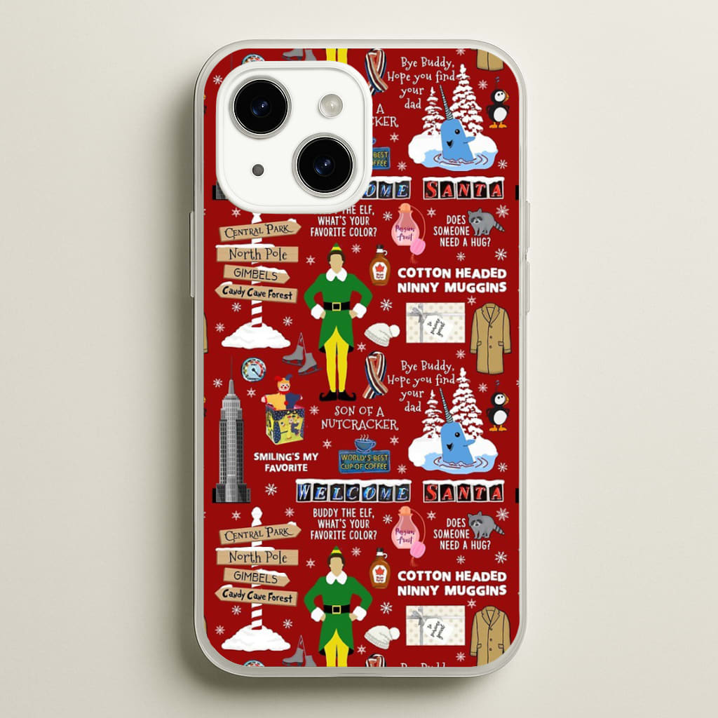 Red Elf Pattern - Elf Phone Case for iPhone 15 Plus