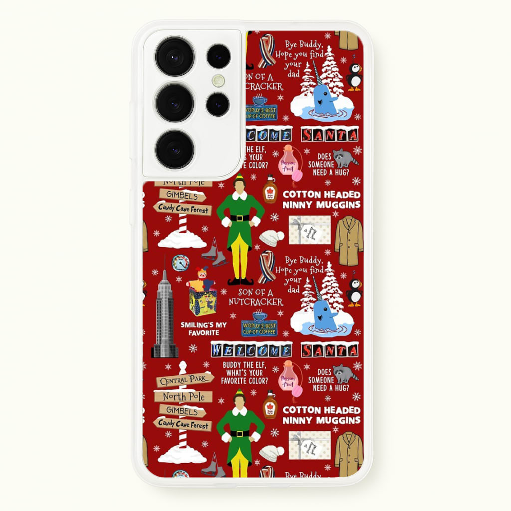 Red Elf Pattern - Elf Phone Case for Galaxy S21 Ultra